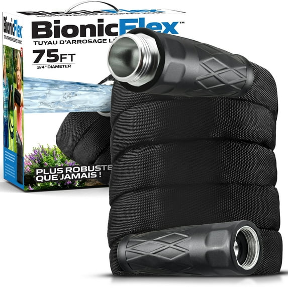 Bionic Flex Garden Hose 75' ft Water Hose Outside Heavy Duty Lightweight Outdoor Hose Spray Nozzle Flexible Kink-Free