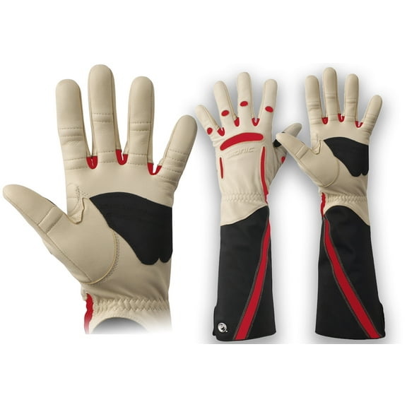 Bionic Gloves - Women's Long Cuff Rose Gardening Gloves, Tan, Medium (Pair)