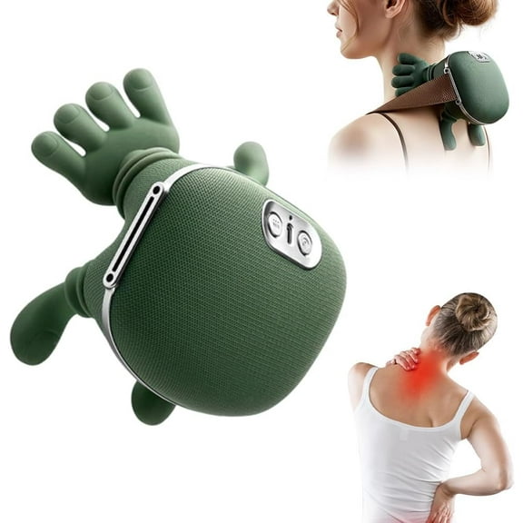 Bionic Hand Heating Neck & Shoulder Massager, Shiatsu Kneading Massage with Adjustable Heat for Home and Office Relaxation