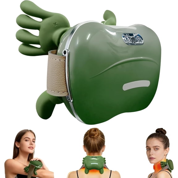Bionic Heated Massager, Wireless Portable Shiatsu Neck and Back Massager, Electric Deep Tissue 4D Kneading Massage, Simulated Human Hand Design for Pain Relief and Muscle Relax (Green)
