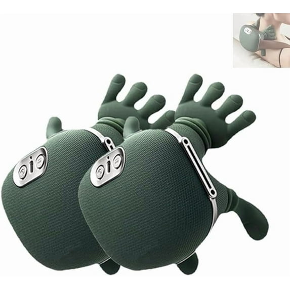 Bionic Heated Shiatsu Massager for Neck and Shoulder, 4D Deep Tissue Kneading Electric Massage Device with Hand-Like Design, Pain Relief (2pcs)