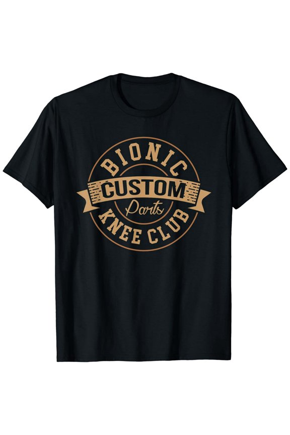 Bionic Knee Club Custom Funny Men's Black Casual T-Shirt Cotton Tee