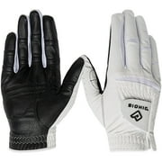 Bionic Gloves Mens RelaxGrip 2.0 Golf Glove, with Double-Row Finger Grip, Made With Genuine Leather, White And Black (Medium Large, Right Hand)