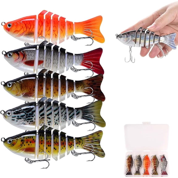 Bionic Multi-Jointed Swimbait  For Freshwater & Saltwater, Bass & Trout, 3D Design Swims Like an Injured Fish(RL 5 PCS)