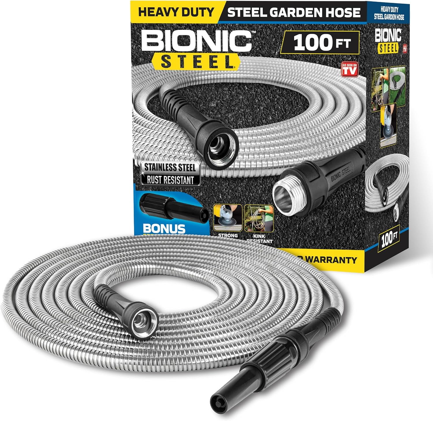 Bionic Steel 100 ft. Commercial Grade Outdoor Garden Hose - 304