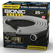 Bionic Steel Garden Hose 304 Stainless Steel Metal Hose Flexible Crush Resistant Metal Fittings Kink & Tangle Free 25 Ft
