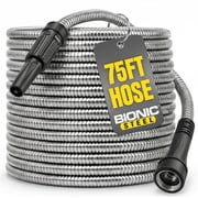 BIONIC STEEL 75 Ft Metal Garden Hose with Sprayer Nozzle, Non Kinking Designed Stainless Steel Heavy Duty Water Hose 100 Ft x 5/8 in. Flexible NON Expandable fo