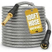 Bionic Steel Pro Garden Hose 100 ft Water Hose Outside Heavy Duty Metal Hose Stainless Steel w/ Spray Nozzle Kink-Free