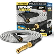 Bionic Steel Pro Garden Hose 25' ft Water Hose Outside Heavy Duty Metal Hose Stainless Steel w/ Spray Nozzle Kink-Free
