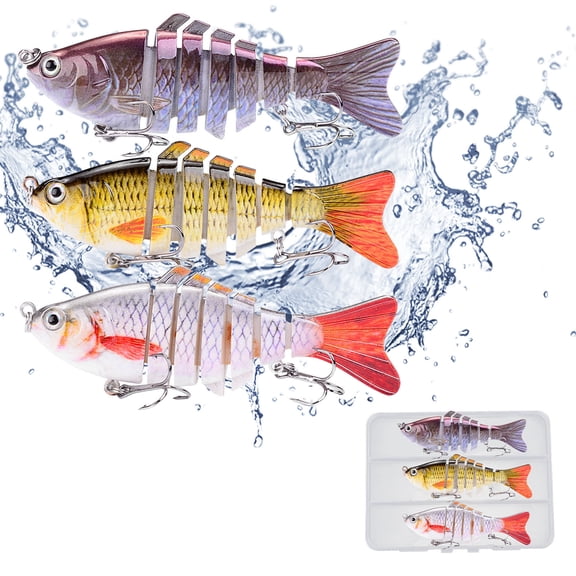 Bionic Swimming Bait, 3D Bionic Swimming Lure Swims Just Like a Real Injured Bait Fish, Fishing Lures Suitable for All Kinds of Fishing Waters(Multicolor,3Pcs)