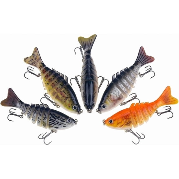 Bionic Swimming Lure with Propeller Tail, 3D Bionic Swimming Bait Swims Like a Real Injured Fish, Jointed Pencil Hard Lure for Bass Pike Walleye, Freshwater Fishing Lures.