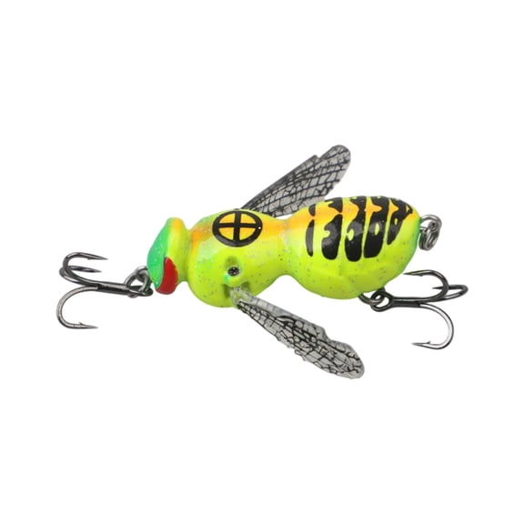 Bionic Wasp Topwater Fishing Lure 2.2 Inch, Floating Hard Bait with Ultra-Sharp Carbon Steel Treble Hooks for Bass Pike Walleye Freshwater Saltwater, Fishing, Green