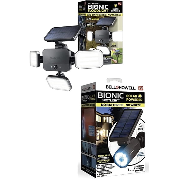+Bionic spotlights and floodlights solar powered, motion sensing, outdoor all-season waterproof 108 powerful safety lighting, outdoor and garage lighting, visible on TV