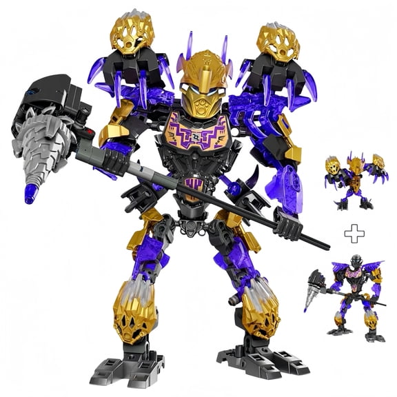 Bionicle-Style Onua and Terak 2-in-1 Building Blocks Action Figure Set