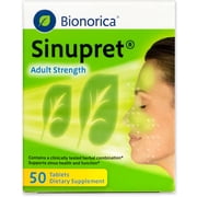 Bionorica Sinupret Adult Strength Sinus + Immune Support All Natural, Fast Acting Herbal Nasal Passage & Immunity Boost Supplement with Verbena & Elder Flower - 50 Tablets