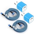 thumbnail image 1 of Compatible for iPhone Charger 2 Pack,Charger Block with Charging Cable 10FT,Wall Charger Charging Station Power Base with Charging Cord,USB Charger Adapter Compatible for iPhone 14 13 12 11(Blue), 1 of 9