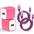 thumbnail image 1 of Compatible for iPhone Charger Fast Charging 2 Pack, 6 FT USB Charging Cable with QC 18W Wall Charger Adapter USB Brick Cube Fast Charging Station Power Base Compatible for iPhone 14 13 12 11(Pink), 1 of 8