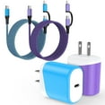 thumbnail image 1 of Compatible for iPhone Charger 2 Pack, 20W PD USB C Charger Block, Type C Block+2 in 1 USB C to USB C&Light-ning Charging Cord 6FT,Wall Charger Adapter USB C Brick Cube Box Compatible for iPhone,Mixed, 1 of 7