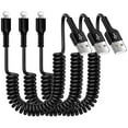 thumbnail image 1 of Compatible for iPhone Charger, 3 Pack 6ft Coiled USB A to Light-ning Cable Fast Charging Cable, Power Delivery Charging Cord Compatible with iPhone 14 13 12 11 X XS XR 8, iPad, AirPods Pro(Black), 1 of 7