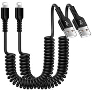 Compatible for iPhone Charger, 2 Pack 6ft Coiled USB A to Light-ning Cable Fast Charging Cable, Power Delivery Charging Cord Compatible with iPhone 14 13 12 11 X XS XR 8, iPad, AirPods Pro(Black)