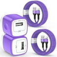 thumbnail image 1 of Compatible for iPhone Charger, 2 Pack Wall Charger Charging Station Power Base with 6FT Data Sync Charging Cable, USB Charger Adapter Compatible for iPhone 14 13 12 11 Pro Max XR XS X, iPad(Purple), 1 of 8