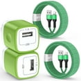 thumbnail image 1 of Compatible for iPhone Charger, 2 Pack Wall Charger Charging Station Power Base with 6FT Data Sync Charging Cable, USB Charger Adapter Compatible for iPhone 14 13 12 11 Pro Max XR XS X, iPad(Green), 1 of 8