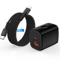 Compatible for iPhone Charger Block, 20W Dual Port Charger Block with 3FT USB-C to Light-ning Cable, Wall Charger Adapter Type-C Charger USB C Brick Cube Power Base Compatible with iPhone(Black)