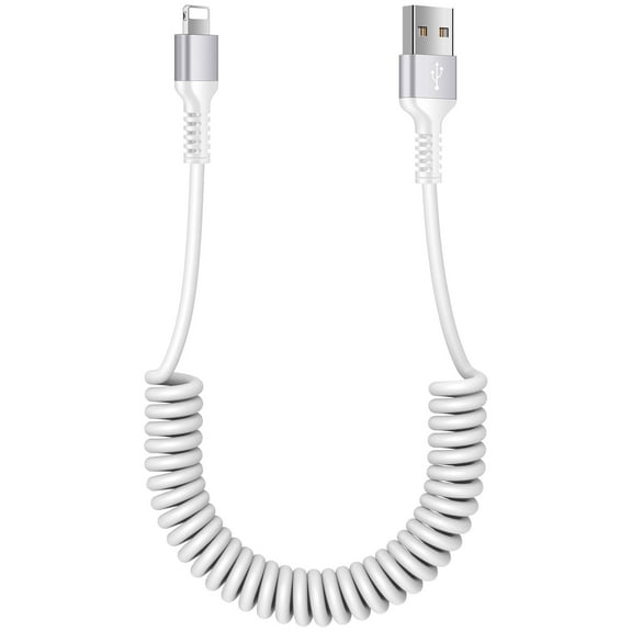Compatible for iPhone Charger, 6ft Coiled USB A to Light-ning Cable Fast Charging Cable, Power Delivery Charging Cord Compatible with iPhone 14 13 12 11 X XS XR 8, iPad, AirPods Pro(White)