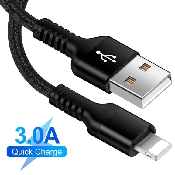 Bioonis Compatible for iPhone Charging Cable, 6FT Light-ning Cable, Nylon Braided Fast Charging High Speed Data Sync Transfer USB Cord Compatible with iPhone 14 13 13Pro 12 11 Max XS XR iPad(Black)