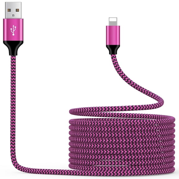 Bioonis Compatible for iPhone Charging Cable, 6FT USB Charging Cable Nylon Braided High Speed Fast Charging Cord USB Cable Phone Charger Cord Compatible for iPhone, Pink