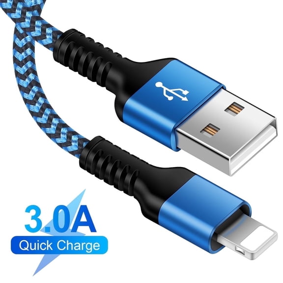 Bioonis Compatible for iPhone Charging Cable, 6FT Light-ning Cable, Nylon Braided Fast Charging High Speed Data Sync Transfer USB Cord Compatible with iPhone 14 13 13Pro 12 11 Max XS XR iPad(Blue)