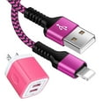 thumbnail image 1 of Compatible for iPhone Charger Fast Charging,2Port USB Wall Charger with 6FT Charging Cord,USB Brick Cube Wall Adapter Power Base Charging Station Compatible for iPhone 14 13 12 Pro Max,iPad(Pink), 1 of 7