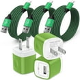 thumbnail image 1 of Compatible for iPhone Charger Fast Charging, 3 Pack Charger Block with 6FT Charging Cord, USB Charger Adapter Wall Charger Plug Fast Phone Charger Cube Charging Block Compatible for iPhone, Green, 1 of 7