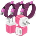 thumbnail image 1 of Compatible for iPhone Charger Fast Charging, 3 Pack Charger Block with 6FT Charging Cord, USB Charger Adapter Wall Charger Plug Fast Phone Charger Cube Charging Block Compatible for iPhone, Pink, 1 of 6