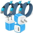 thumbnail image 1 of Compatible for iPhone Charger Fast Charging, 3 Pack Charger Block with 6FT Charging Cord, USB Charger Adapter Wall Charger Plug Fast Phone Charger Cube Charging Block Compatible for iPhone, Blue, 1 of 7