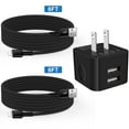 thumbnail image 1 of Compatible for iPhone Charger Block,USB Wall Charger and 2 Pack 6FT Charging Cable,Dual Port Charging Box USB Brick Cube Wall Power Adapter Plug Compatible for iPhone, iPad Pro/Air/Mini,iPad(Black), 1 of 7