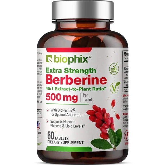Biophix Berberine 22500 mg Equiv + BioPerine 60 Tablets | Blood Sugar Cognitive
