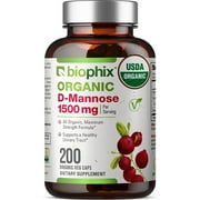Biophix D-Mannose 1500 mg 200 Veggie Caps - Organic Bladder & Urinary Tract Support, Vegan, Non-GMO