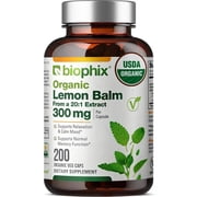 Biophix الليمون بلسم العضوية 201 استخراج 300 mg 200 قبعات الخضروات - الإجهاد والمزاج ودعم النوم