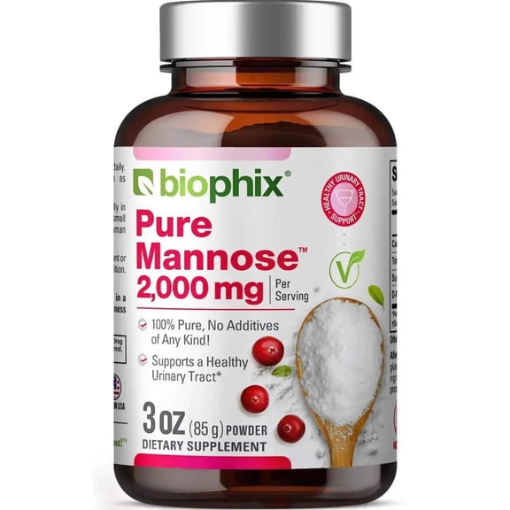 Biophix Pure Mannose 100% Powder 2000 mg 3 oz - 85g - Supports Urinary & Bladder Health