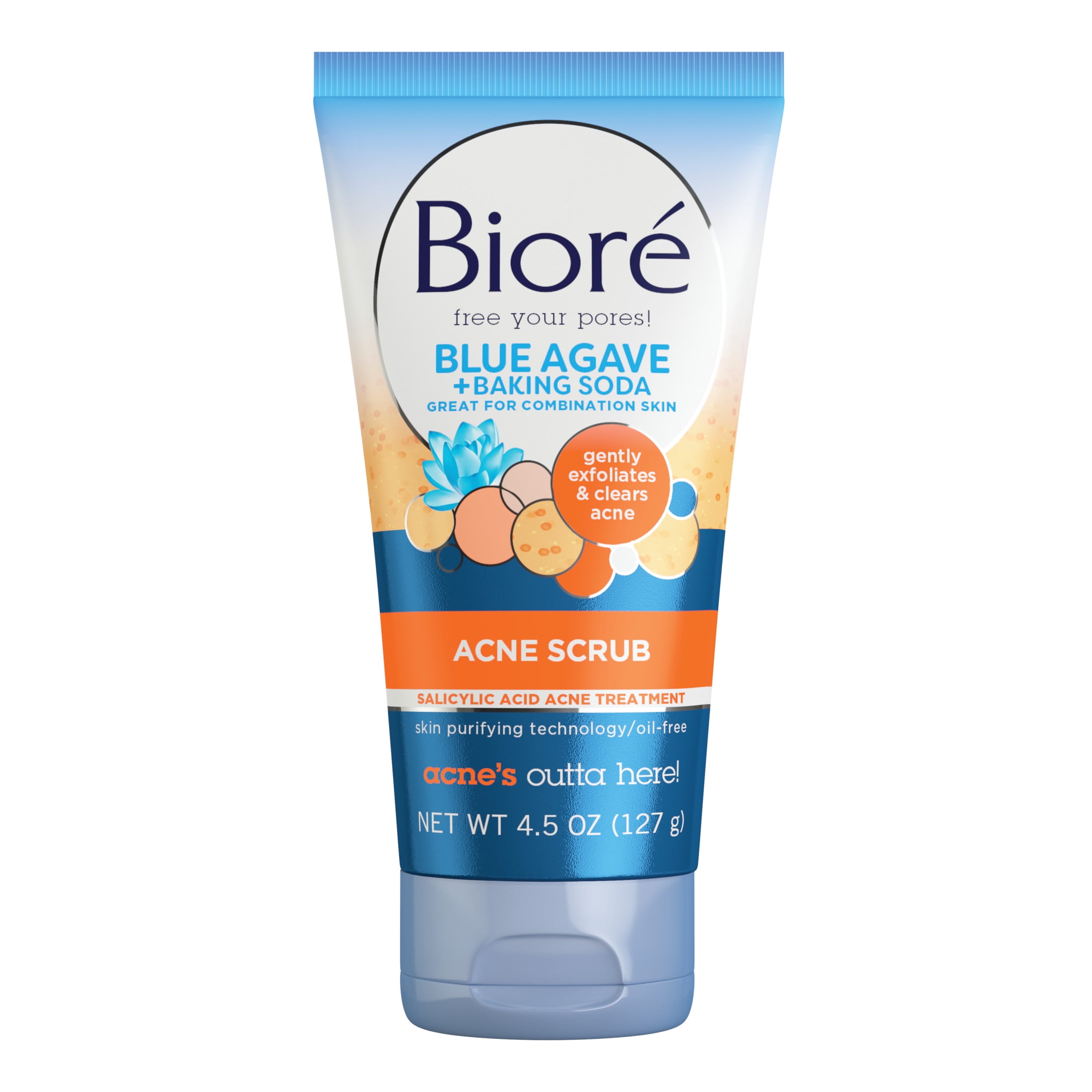 Bioré Blue Agave + Baking Soda, 2% Salicylic Acid, Acne Face Scrub, 4.5 fl oz (HSA/FSA Approved)