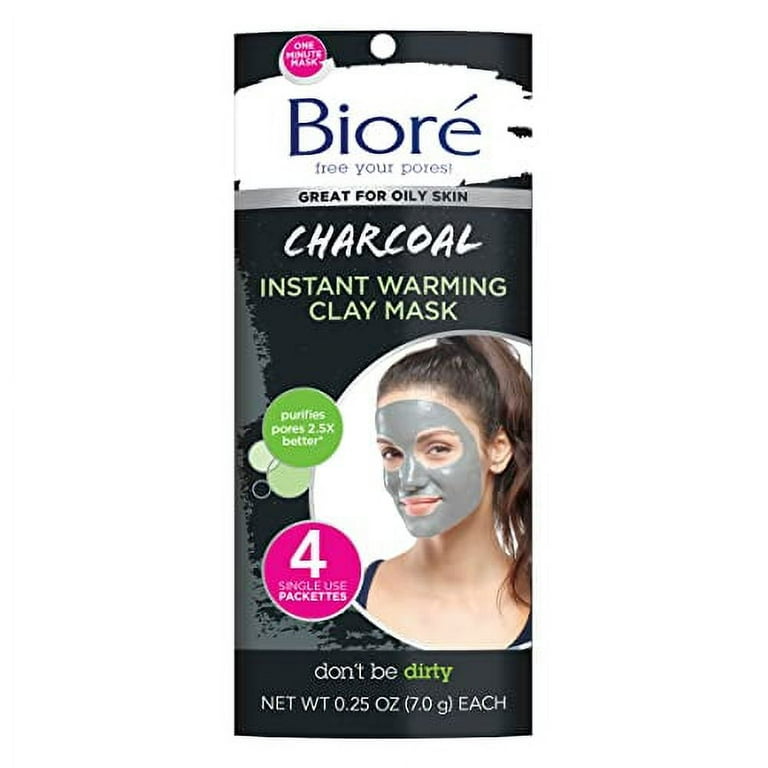 Bior Charcoal Instantly Warming Clay Facial Mask for Oily Skin with Natural Charcoal Cleanse Clogged Pores Dermatologist Tested Non Comedogenic