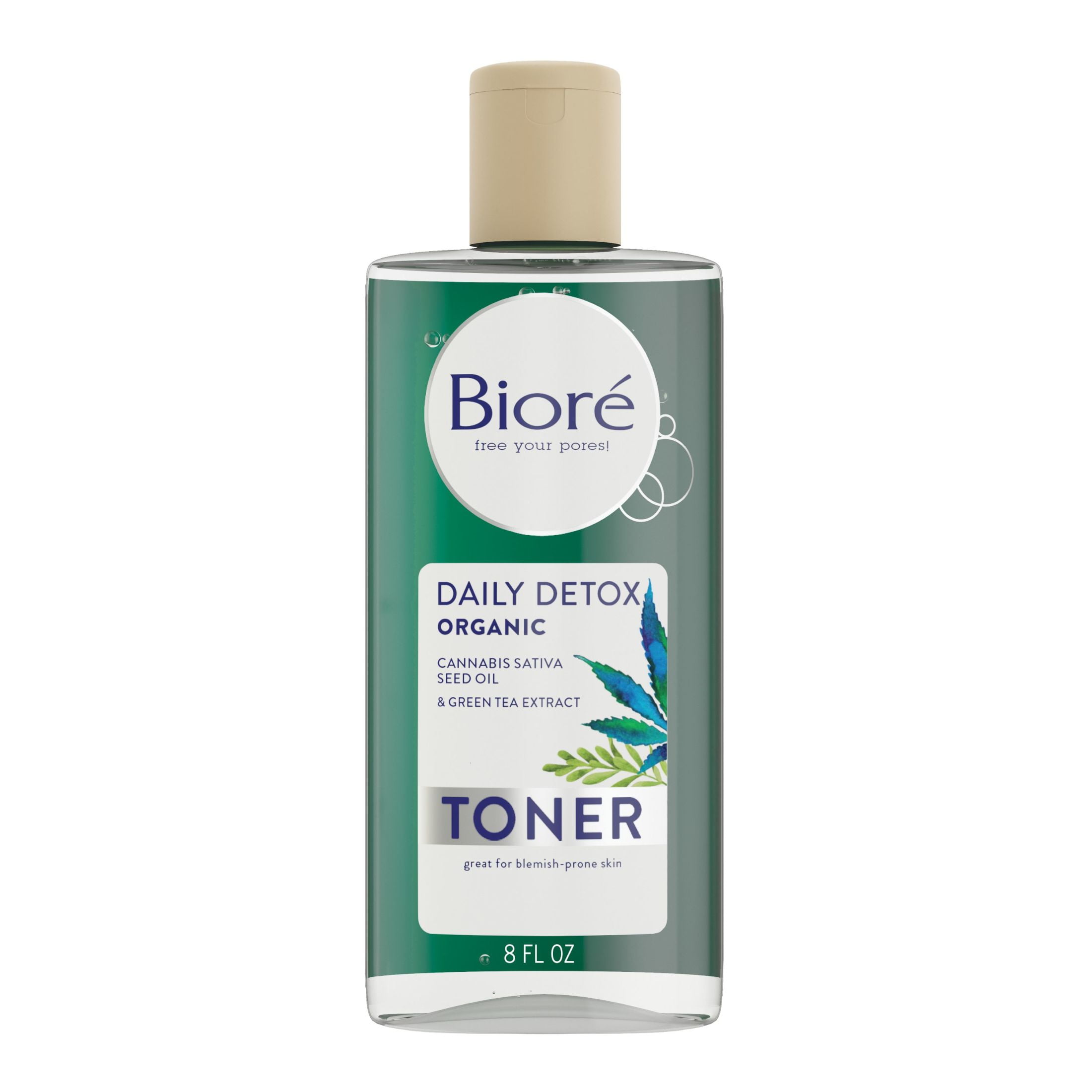 Bioré Daily Detox Toner with Cannabis Sativa Seed Oil, 8 fl oz (HSA/FSA Approved)