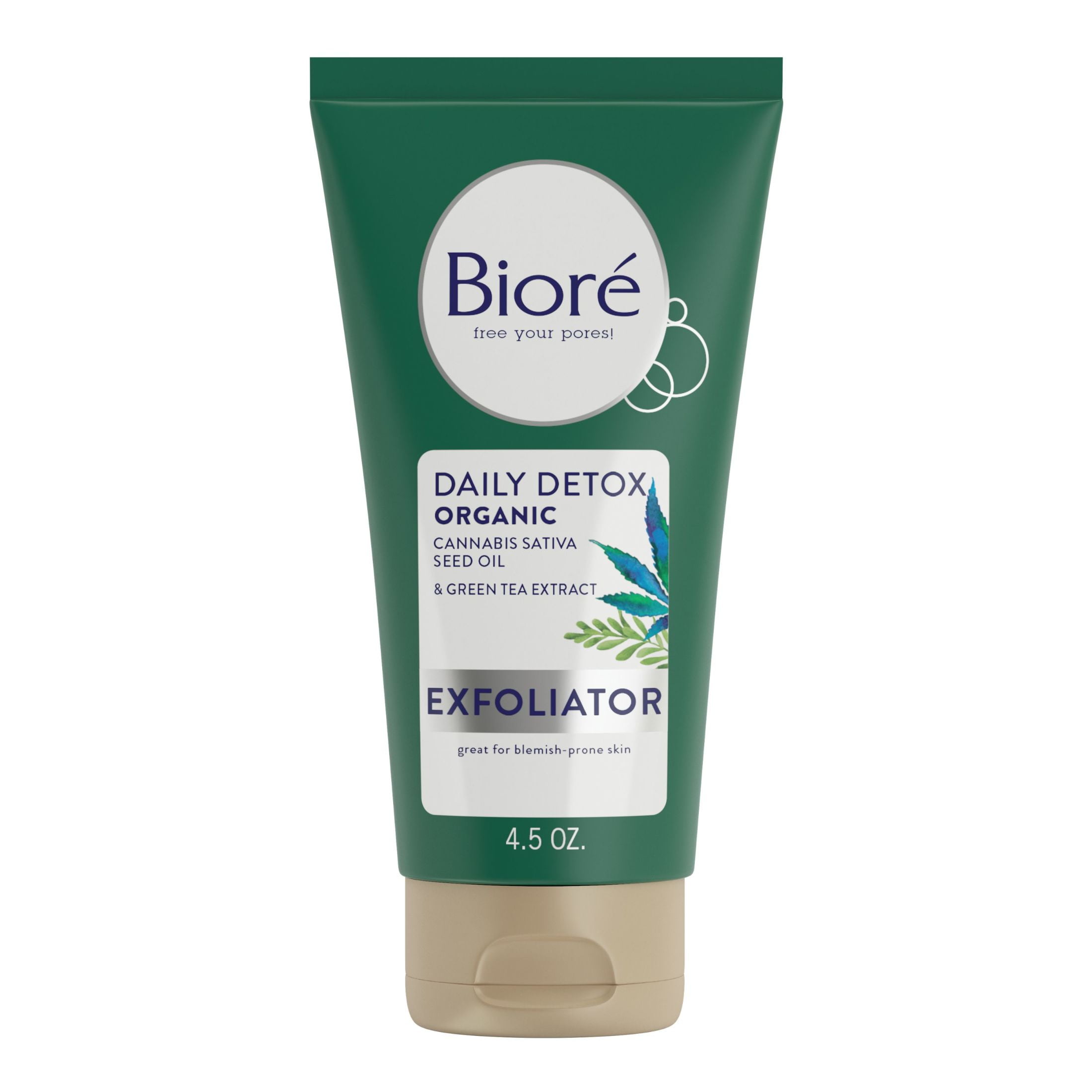 Bioré Daily Detox with Cannabis Sativa Seed Oil, Creamy Pore Exfoliator, 4.5 oz