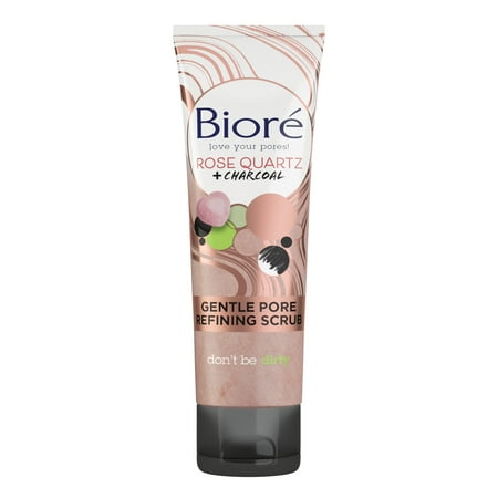 Bioré Rose Quartz + Charcoal Oil Gentle Pore Refining Facial Scrub, 4 fl oz
