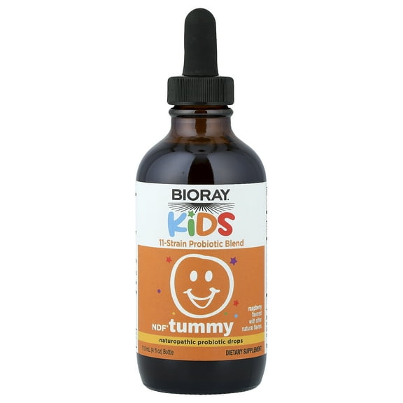 Bioray Kids, NDF Tummy, 11-Strain Probiotic Blend, Raspberry, 4 fl oz (118 ml)