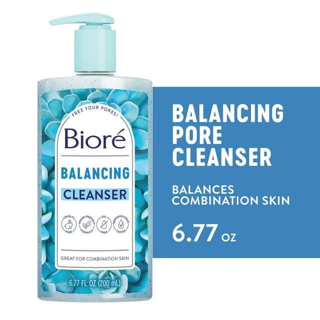Biore Balancing Face Wash, PH Balanced Face Cleanser, Combination Skin, Cruelty Free 6.77 Oz