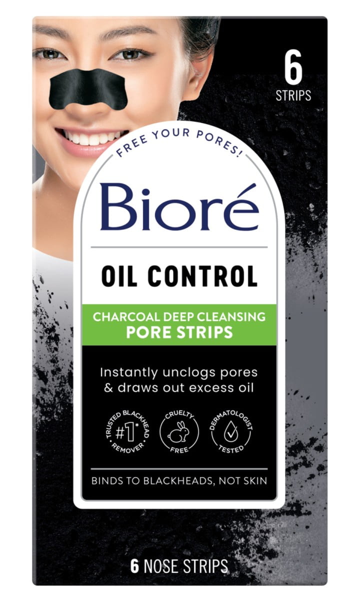 Biore Charcoal Deep Cleansing Pore Strips 6 Count (Pack of 3)