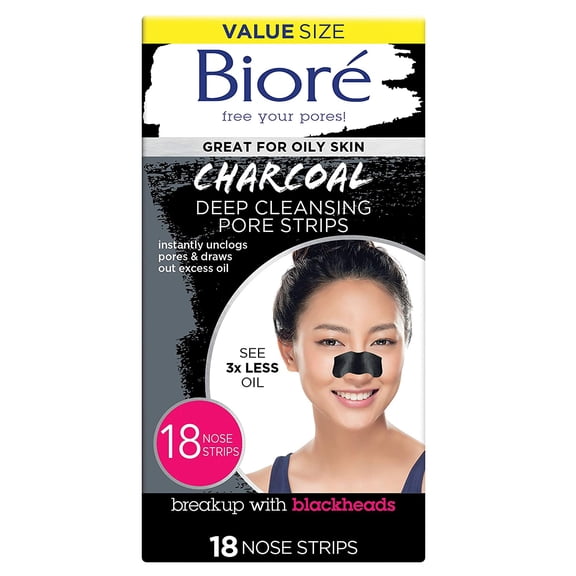 Biore Charcoal Pore Strips with Bonus, 6 Count