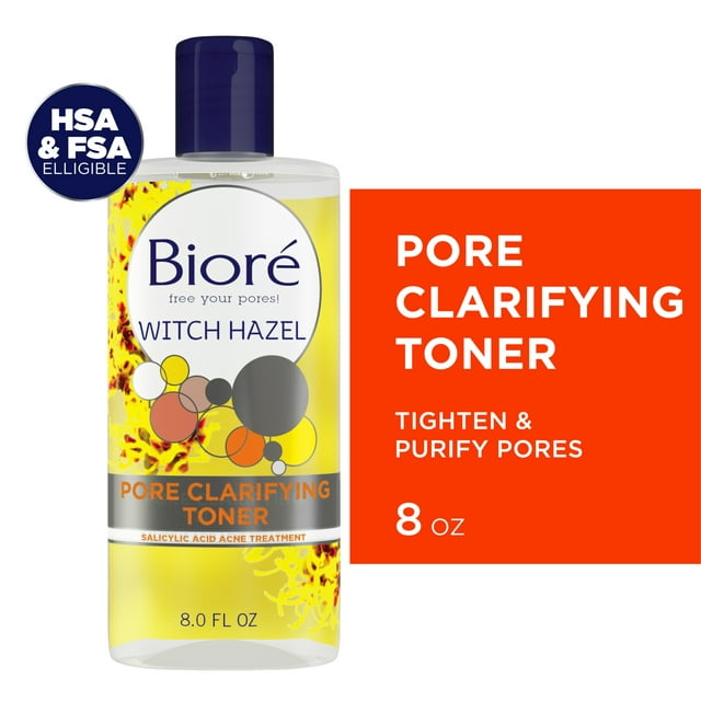 Biore Clear & Breathable Witch Hazel Facial Toner, Toner for Acne Prone Skin, 8 fl oz (HSA/FSA Approved)
